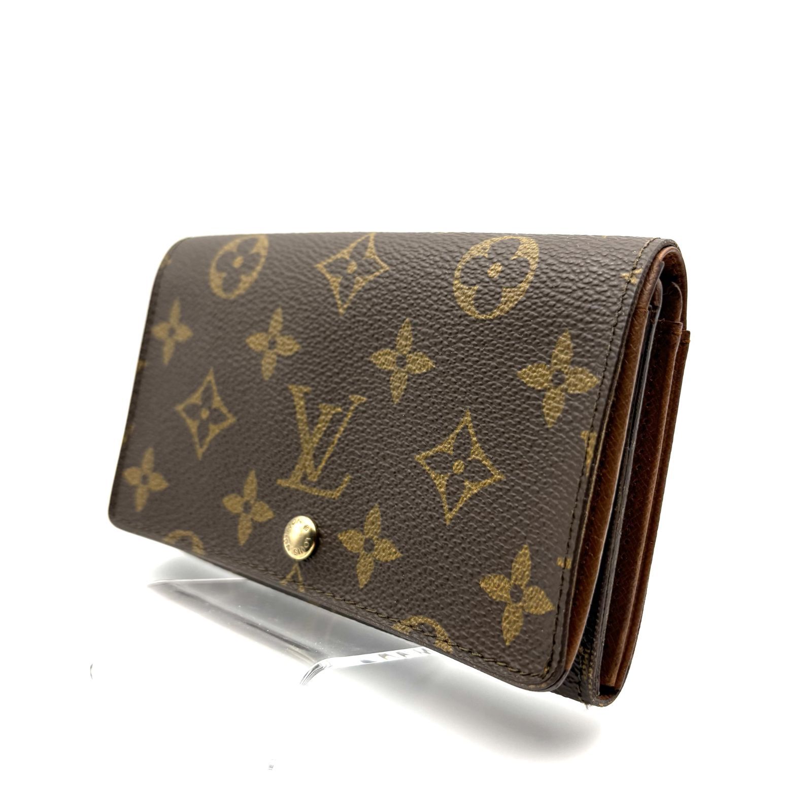 ヴィンテージ Lois Vuitton ルイヴィトン モノグラム ポルトモネビエ トレゾール 二つ折り 折財布 ブラウン