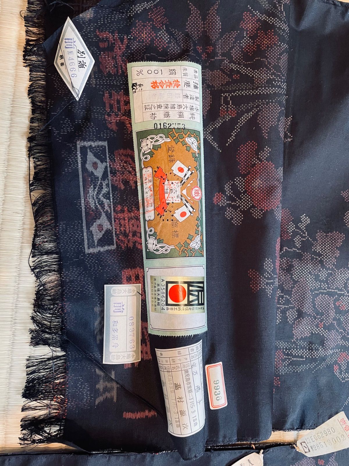 赤い菊模様 反物長さ訂正約12M