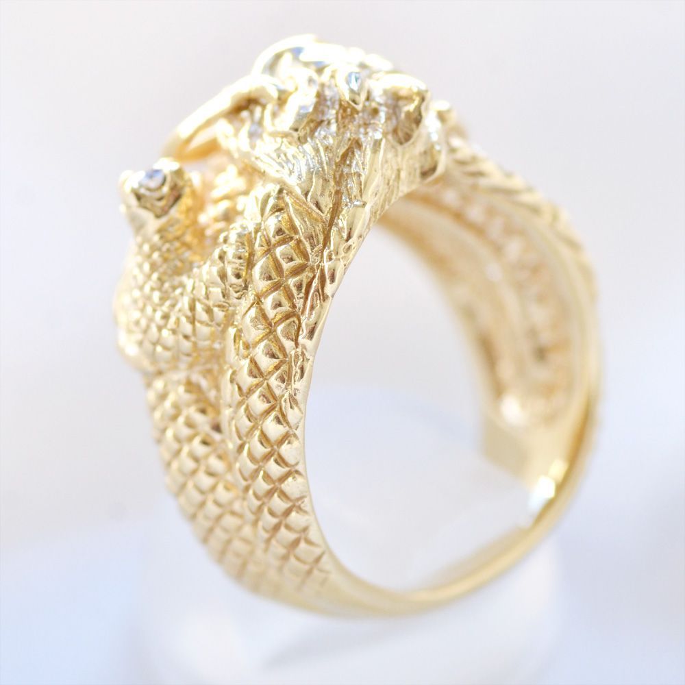 開封済 未使用 美品 指輪 メンズリング 18金 K18 ダイヤモンド ドラゴン メンズ リング 龍