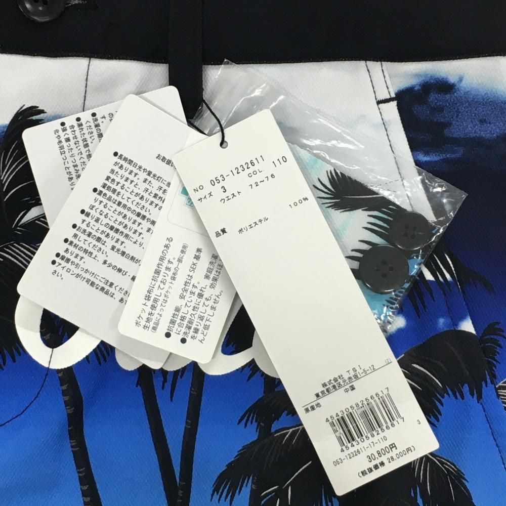 パーリーゲイツ ハーフパンツ ライトブルー×黒 ヤシの木 ロゴ メンズ 3 S ゴルフウェア PEARLY GATES LLC-HASEGAWATOSO_COM