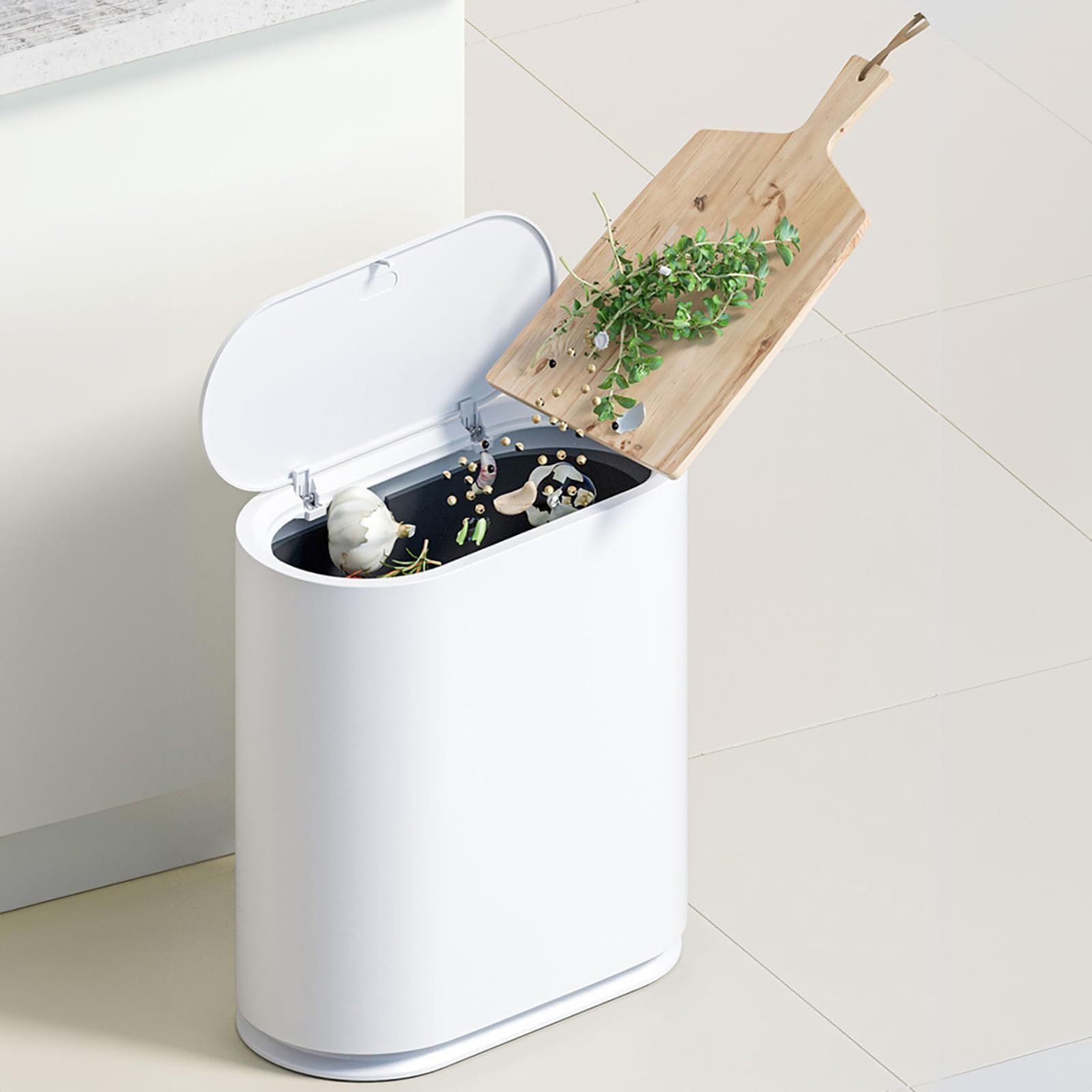 ゴミ箱 ふた付き スリム 10L ごみ箱 押すとふたが開きます 省