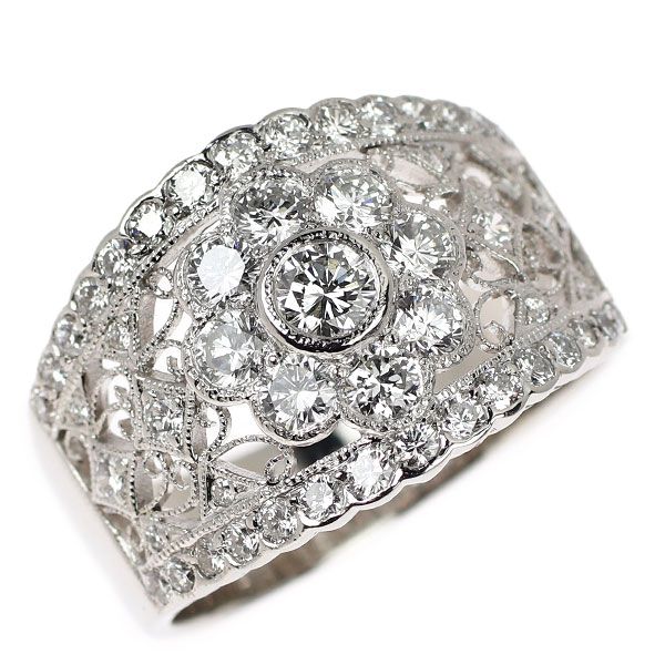 美品 ポンテヴェキオ Pt900 ダイヤ計0.80ct デザイン リング 指輪 ポンテヴェキオ Pt900 ダイヤモンド リング 1.50ct フラワー