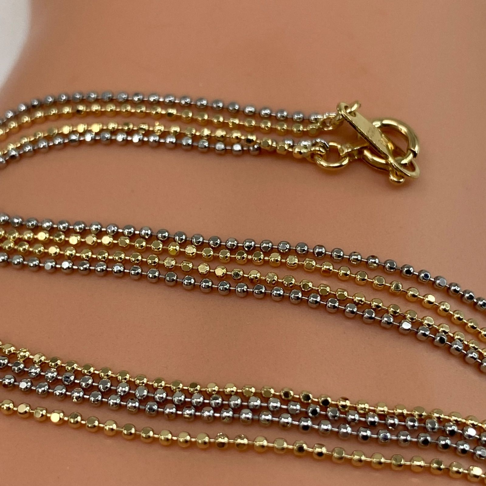 k18YG ＋ pt850 プラチナ カットボール　1.0ミリコンビネックレス k18YG ＋ pt850 プラチナ カットボール 1.0ミリコンビネックレス