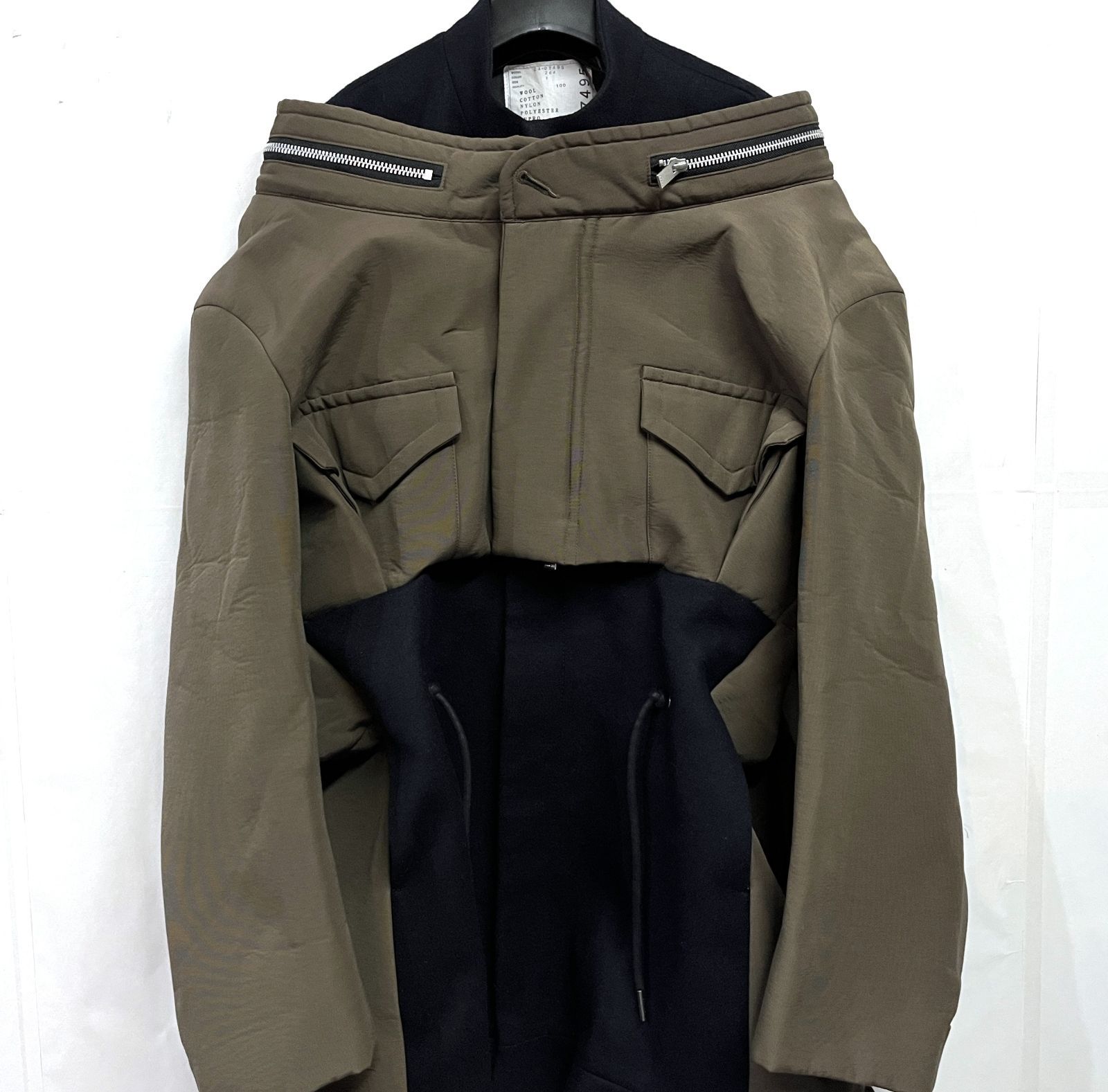 sacai｜サカイ グログラン ボンディング ウール メルトンコート 