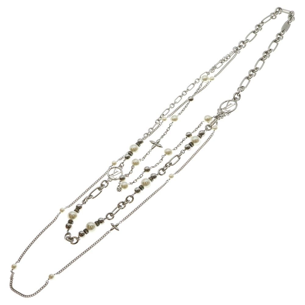 LOUIS VUITTON ルイヴィトン Midnight Pearl Sautoir Palladium ミッドナイト パール パラジウム ロングネックレス シルバー M02881