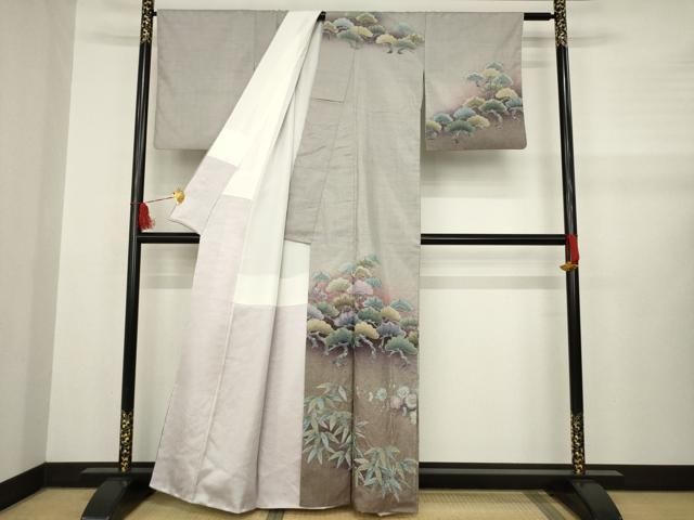 平和屋着物●本場染大島紬　訪問着　辻が花　絞り　松竹梅　暈し染め　仙太織物謹製　証紙付き　正絹　逸品　AABA9494ck 平和屋着物○本場染大島紬 訪問着 辻が花 絞り 松竹梅 暈し染め 仙太