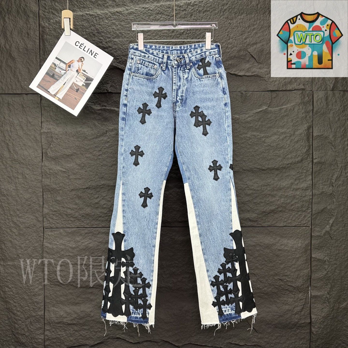 Chrom heartsデニム 今日WTO】GALLERY DEPT. × Chrome Hearts クロス デニム-VX76