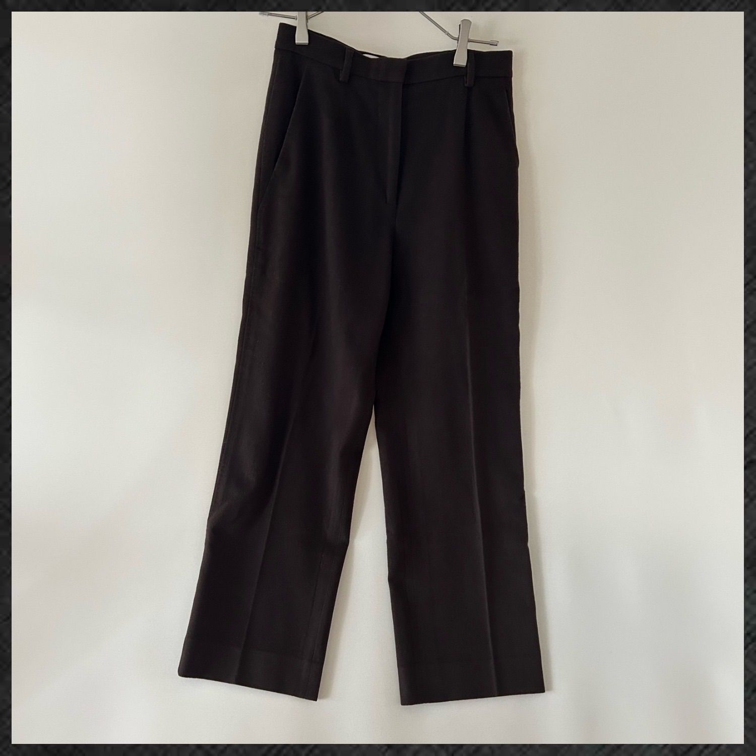 マックスマーラ　MaxMara　パンツ　センタープレス　スラックス　ブラウン Max Mara マックスマーラ 白タグ センタープレス スラックス