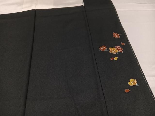 平和屋着物○訪問着 駒刺繍 枝花文 黒地 正絹 逸品 未使用 AABB5130ph