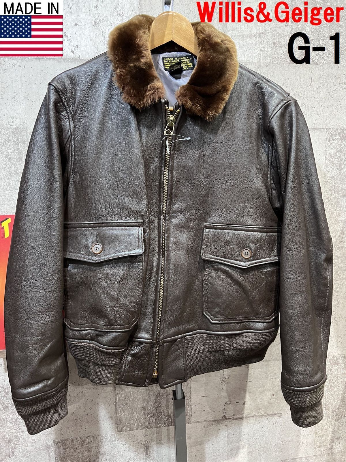 USA製 ウィリス&ガイガー正規 G-1 羊革 フライトジャケット 42 米国製