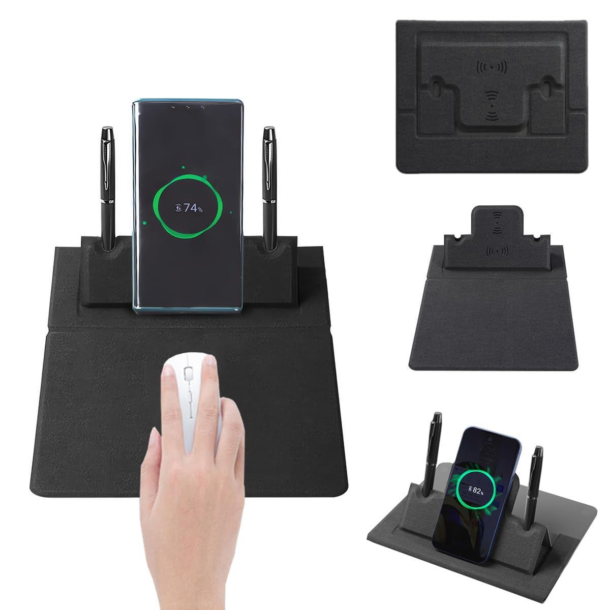 人気商品 多機能ワイヤレス充電マウスパッド スマホホルダー 複数のシナリオを学習するオフィス 磁気インターフェース 簡単に収納できる折りたたみ式