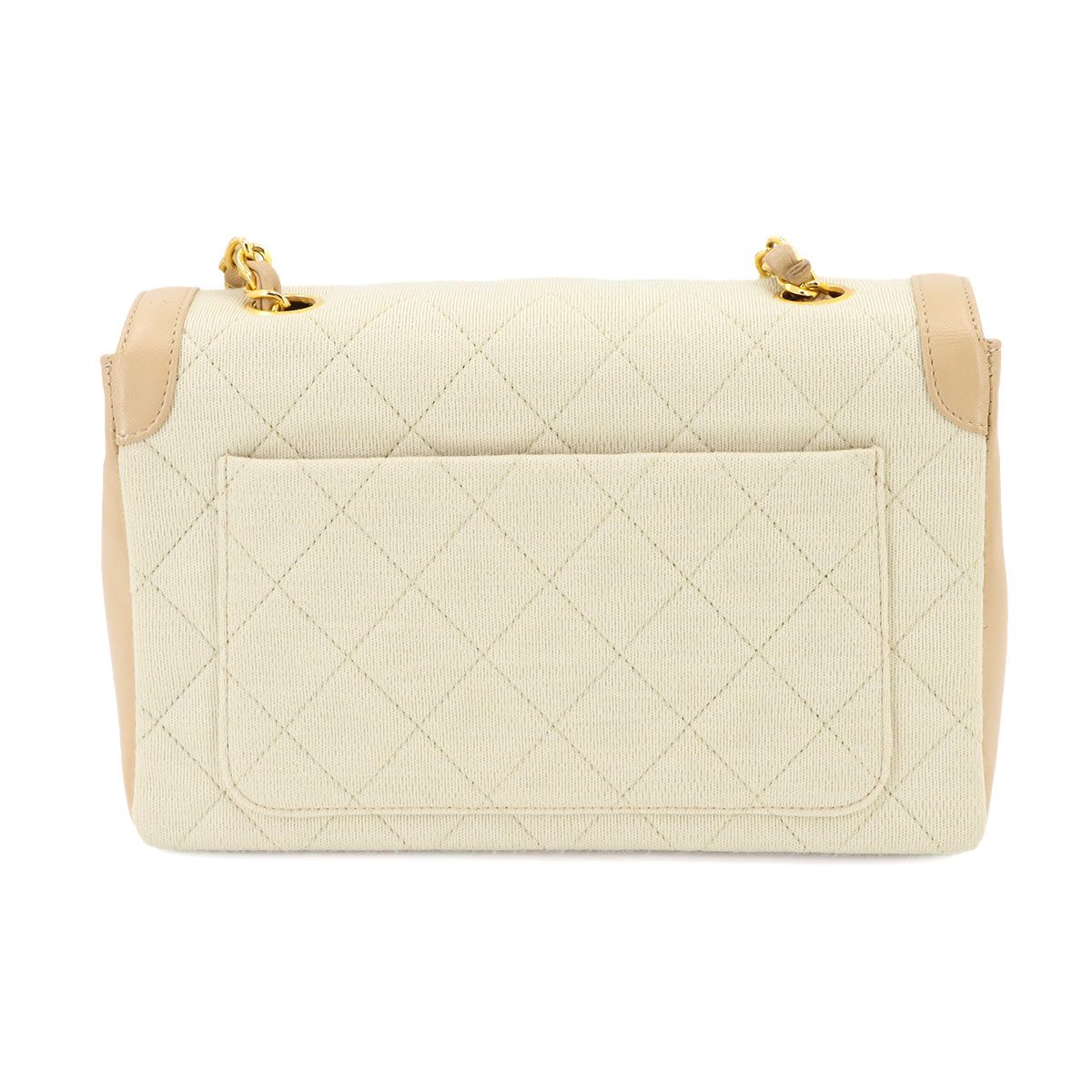 シャネル CHANEL マトラッセ チェーン ショルダー バッグ コットンジャージー ラムスキン ベージュ ゴールド 金具 90296774 DECORATOM_COM_BR