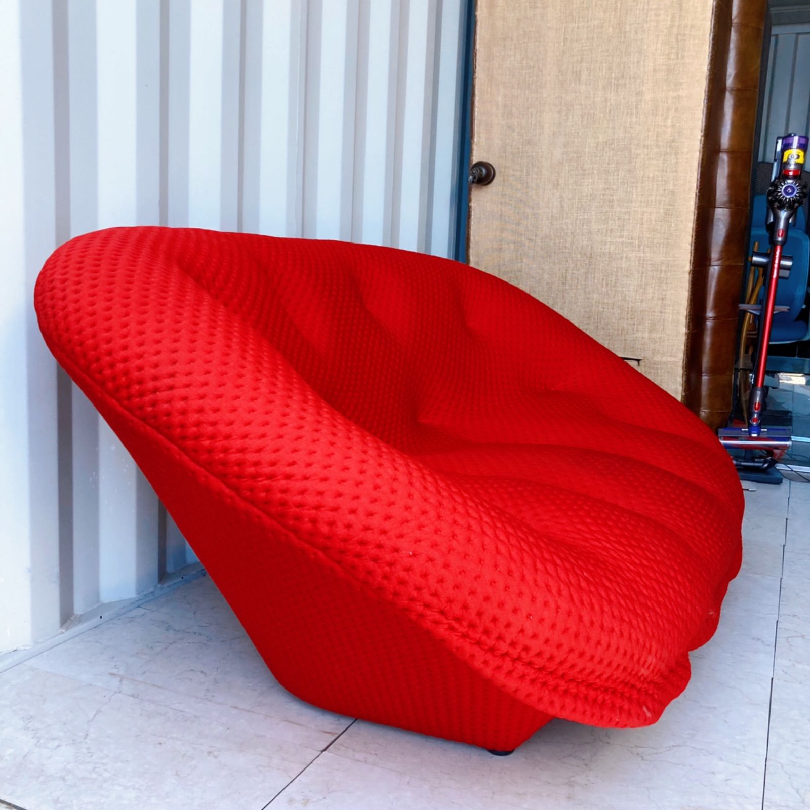 取付無料！フランス リーンロゼプルム2Pソファ レッドファブリック