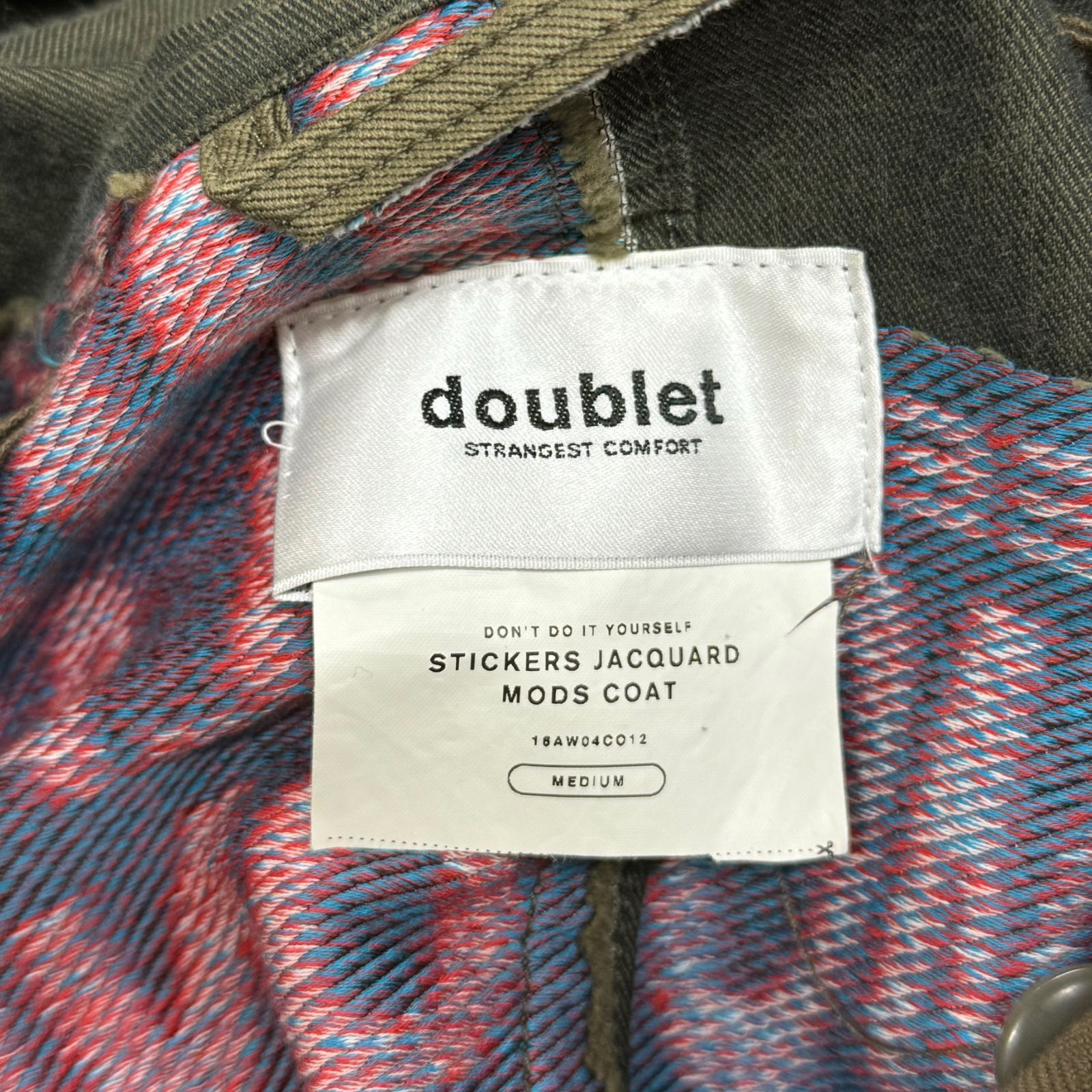 定価118800円 doublet 16AW STICKERS JACQUARD MODS COAT ステッカーロゴ モッズコート ダブレット M  66372A