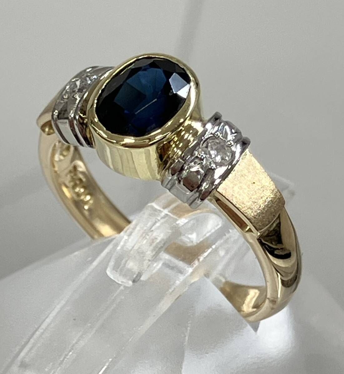 K18／Pt900 天然サファイア 天然ダイヤモンド 10号 リング - メルカリ