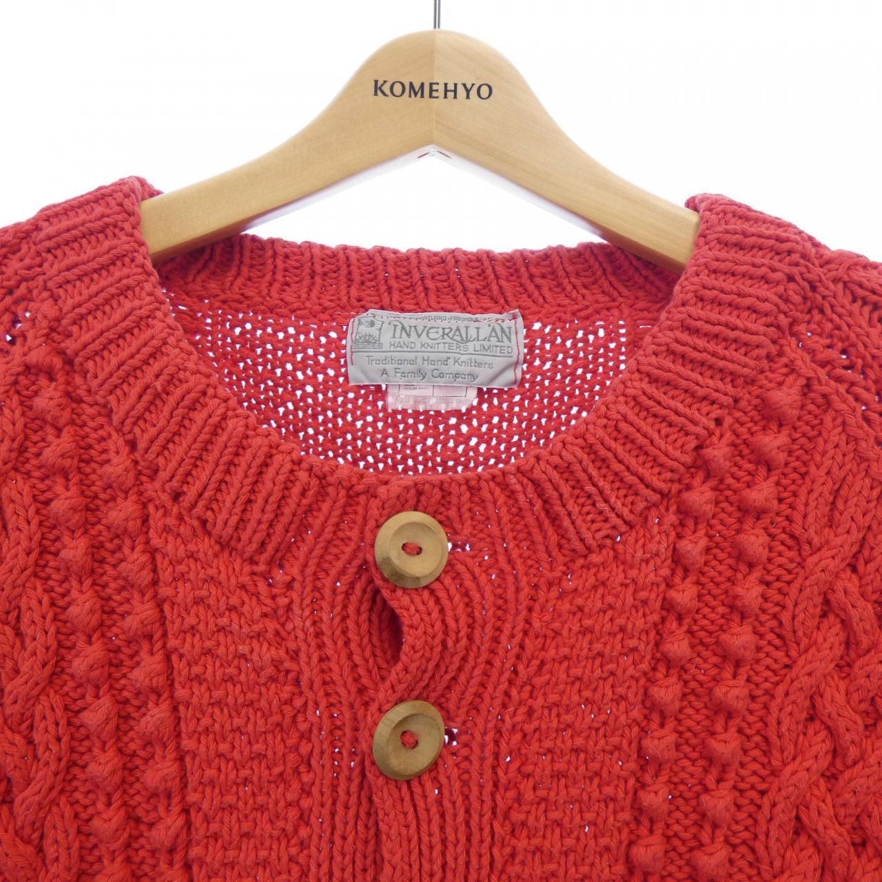 Inverallan/インバーアラン 3A ニットカーディガン レッド インバー