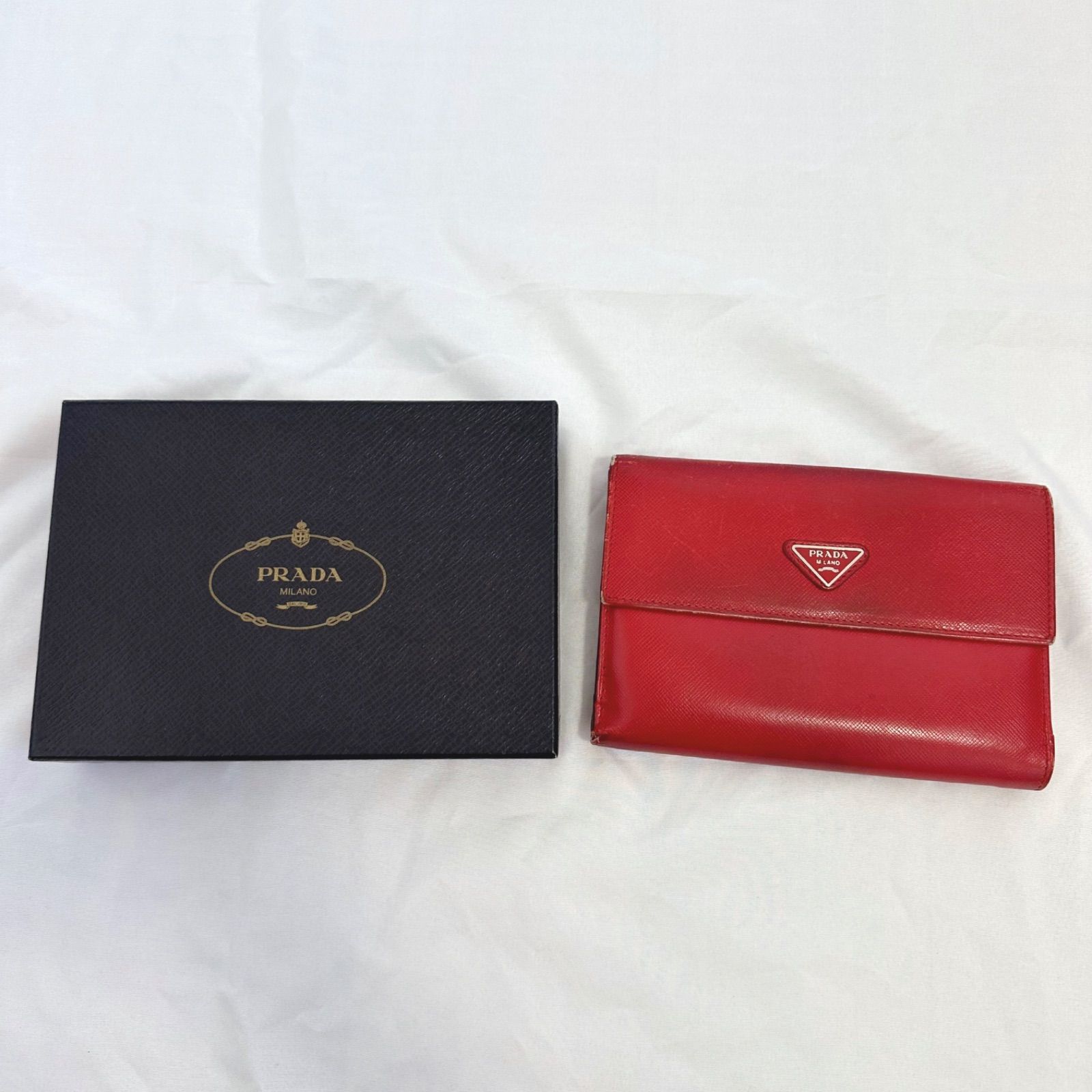 プラダ財布 z1058 PRADAプラダ 財布カード入れ レッド ユニセックス - メルカリ