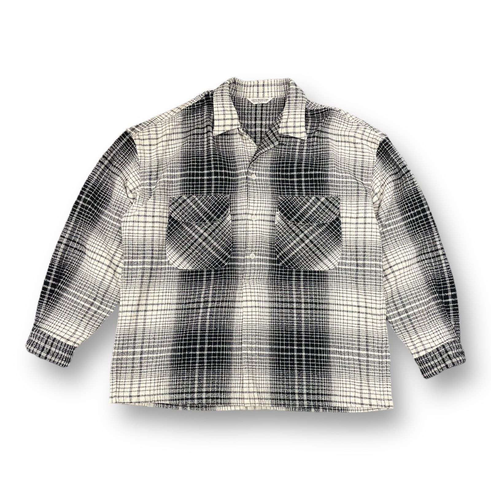 COOTIE オンブレ チェック柄 オープンカラー ボックス ワイド シャツ M COOTIE / Ombre Check Open Collar Shirt