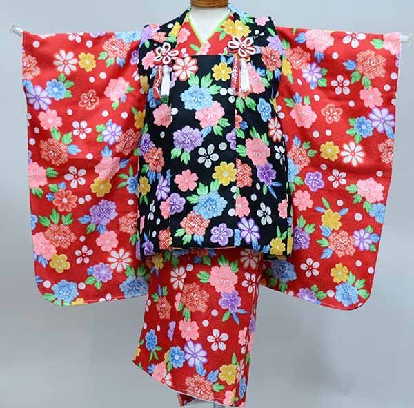 七五三 三歳 女児 被布着物フルセット 百花繚乱 半衿付き NO37998 七五三 三歳 女児 被布着物フルセット 百花繚乱 半衿付き 3歳 3