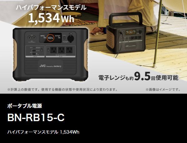 JVCケンウッドBN-RB15-C+BH-SP68A-H充電池容量1,534Wh/426,300mAh