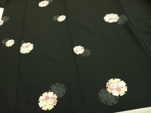 平和屋着物▽小紋　単衣　雪輪花文　黒地　洗える着物　AAAW1545fy 平和屋着物▽小紋 単衣 雪輪花文 黒地 洗える着物 AAAW1545fy - メルカリ