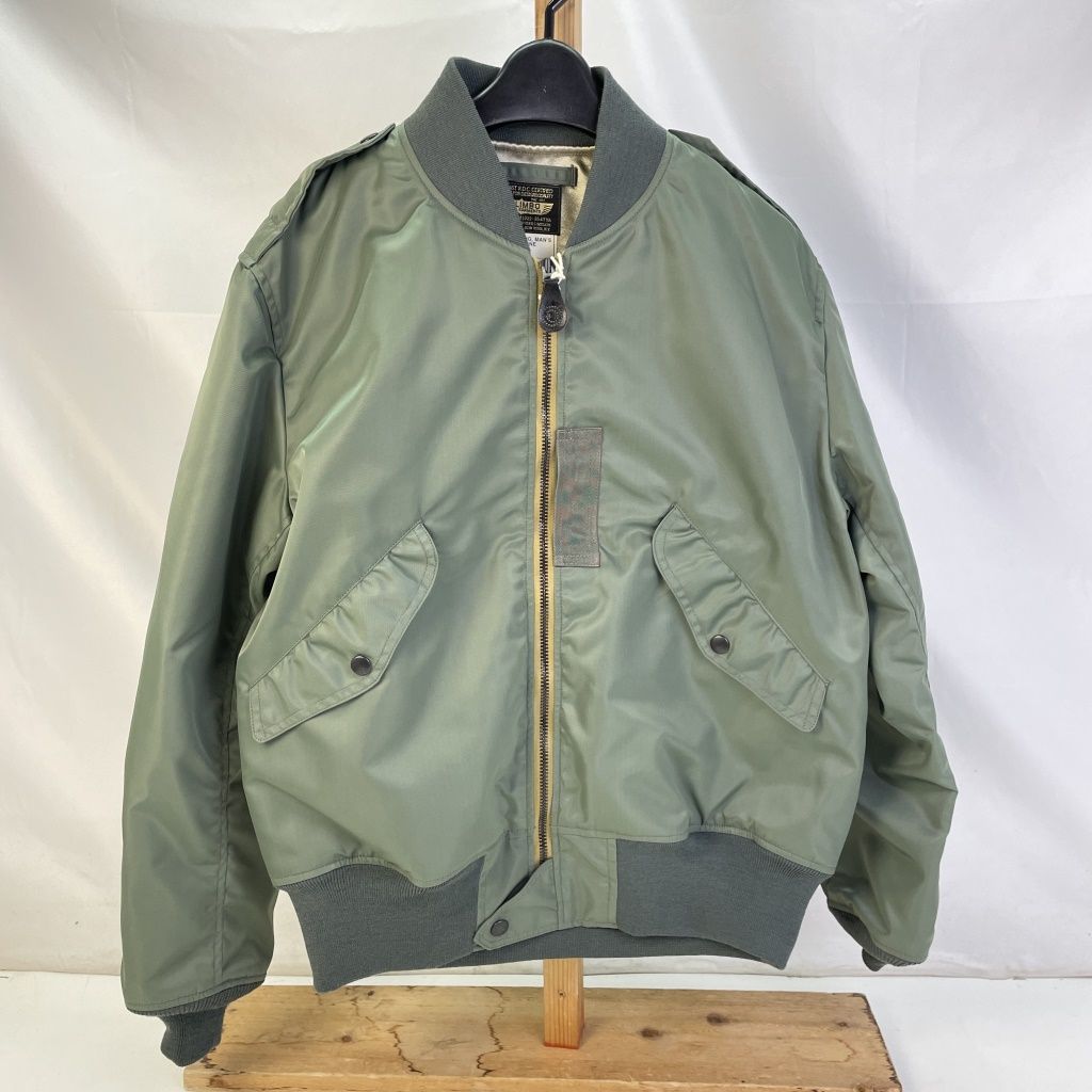01w-2037 COLIMBO コリンボ  CHROME DOME LIGHT ZONE FLIGHT JACKET フライトジャケット  セージグリーン  サイズL  メンズ タグあり  ナイロンジャケット  ナイロン  【中古品】