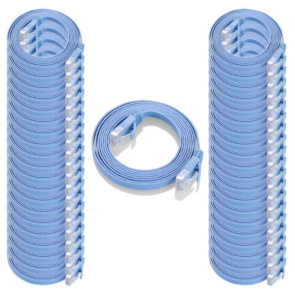 数量 Cat6 UTP ストレート 1m 1m*50本 LANケーブル ブルー １つパッケージ50本が含まれています フラットケーブル
