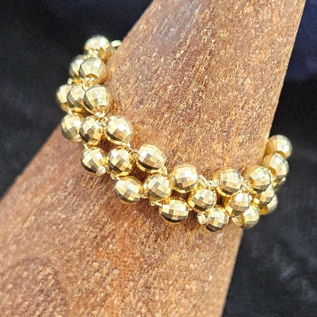 サイズ心配なし！ 18金 K18 YG ミラーボール フリー チェーン リング サイズ心配なし！ 18金 K18 YG ミラーボール フリー チェーン