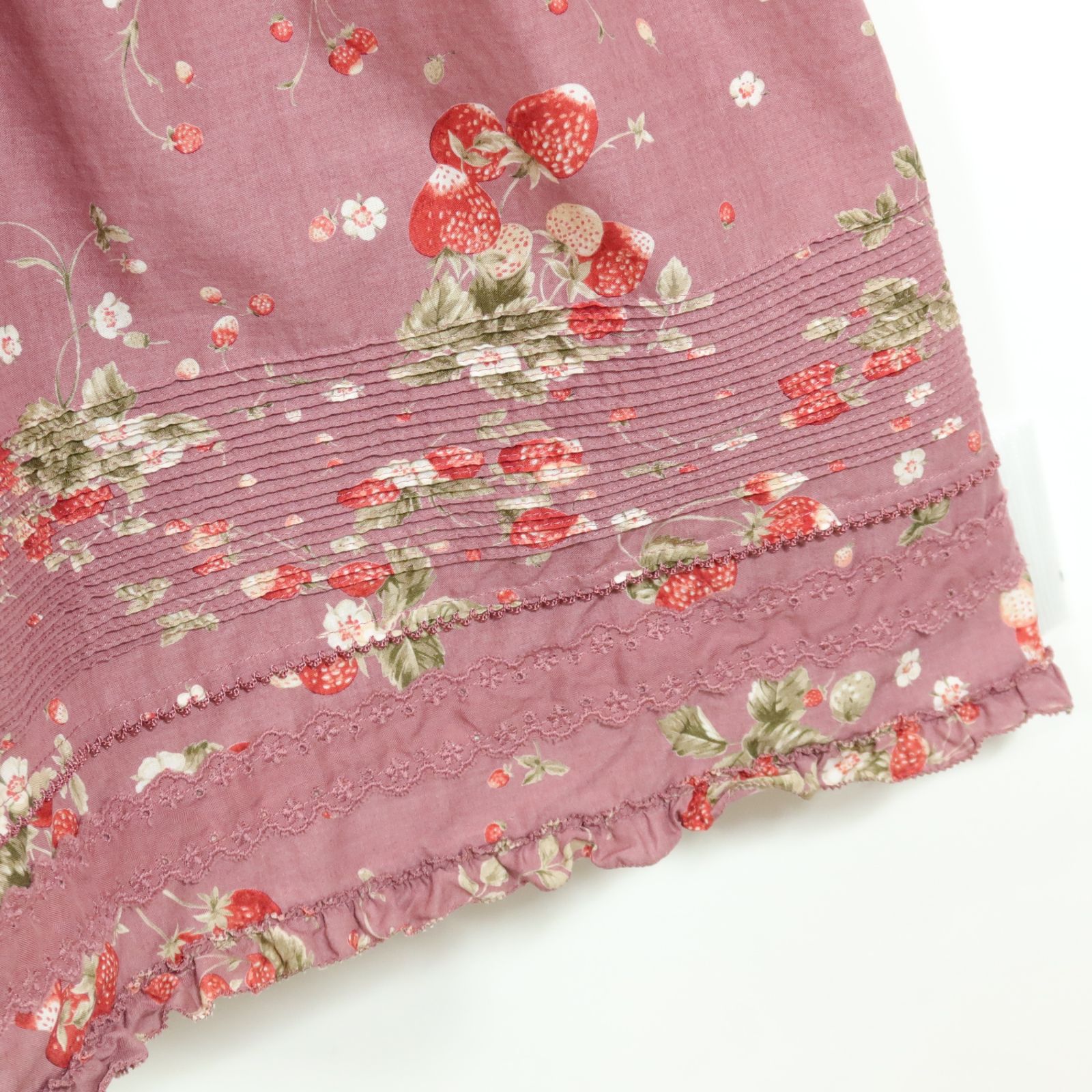 極美品！】ピンクハウス☆かぶせ段々フリル！ローンワンピース 赤紫系  