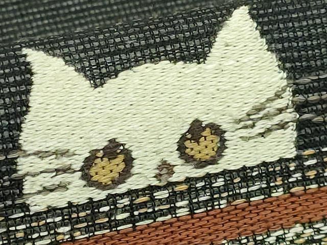 平和屋着物■極上　夏物　染織の名門　しょうざん  生紬　九寸名古屋帯　ネコ　猫　黒地　逸品　DZAA9256kh5 平和屋着物□極上 夏物 染織の名門 しょうざん 生紬 九寸名古屋帯 ネコ