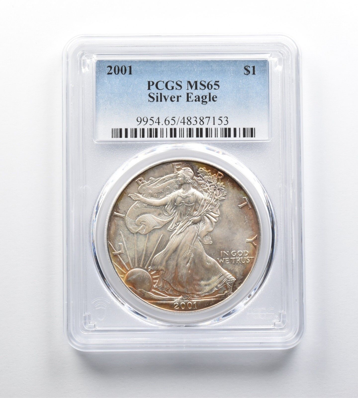 MS65 2001年 アメリカンシルバーイーグル PCGS TDイエロー|レッドの色合い