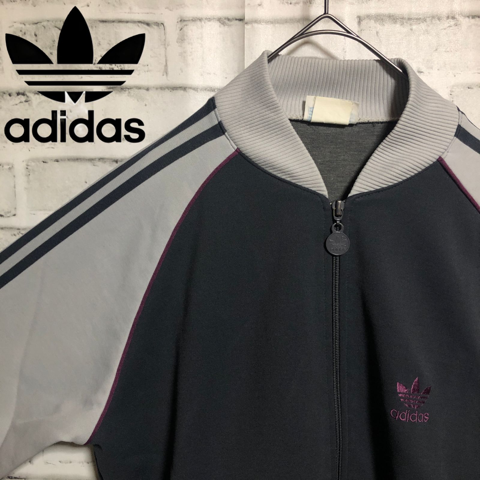 6,400円70s adidas トラックジャケットＬ 刺繍トレファイル vintage