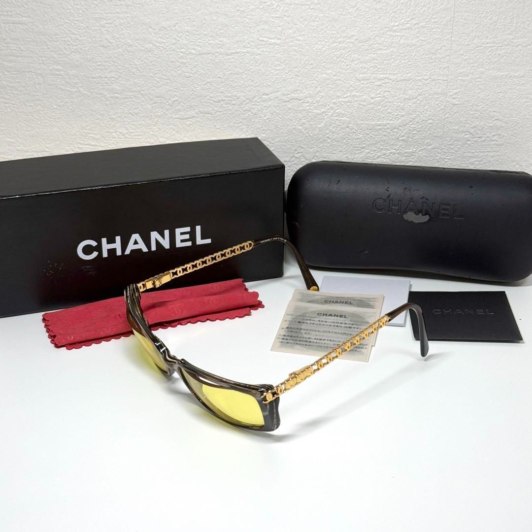 CHANEL サングラス ココマーク ゴールド 3018 チェーン イエロー シャネル 3018 c.586 55 17 130