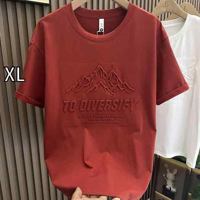 [XL]秋冬 コーデ メンズ  服 シンプル ファッション オシャレ 大人 かっこいい 大きいサイズ ストリート 紳士服  綿 半袖 立体 スチール プリント カジュアル アメリカン T シャツ