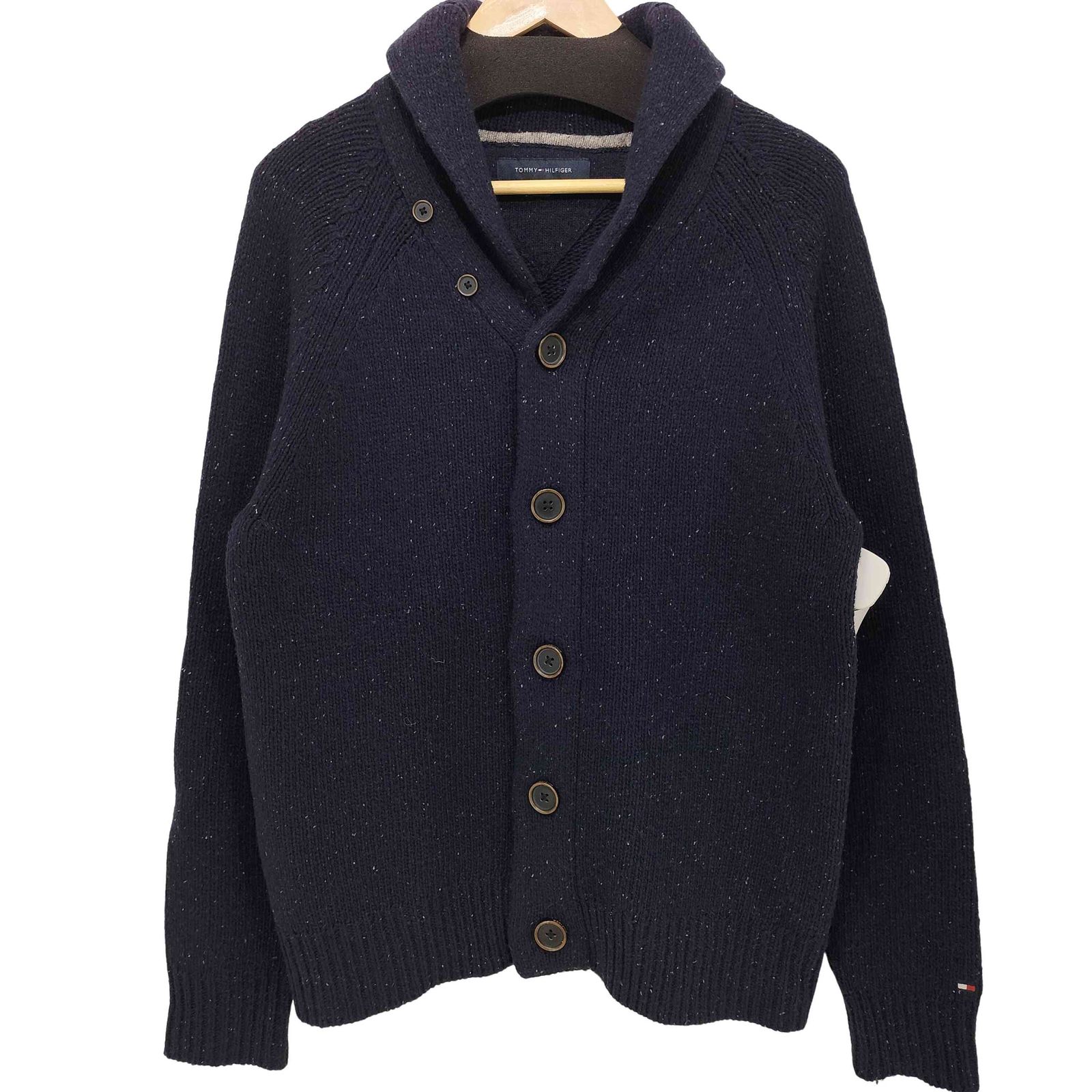 トミーヒルフィガー TOMMY HILFIGER ショールカラー ネップニットジャケット カーディガン メンズ import：XL 