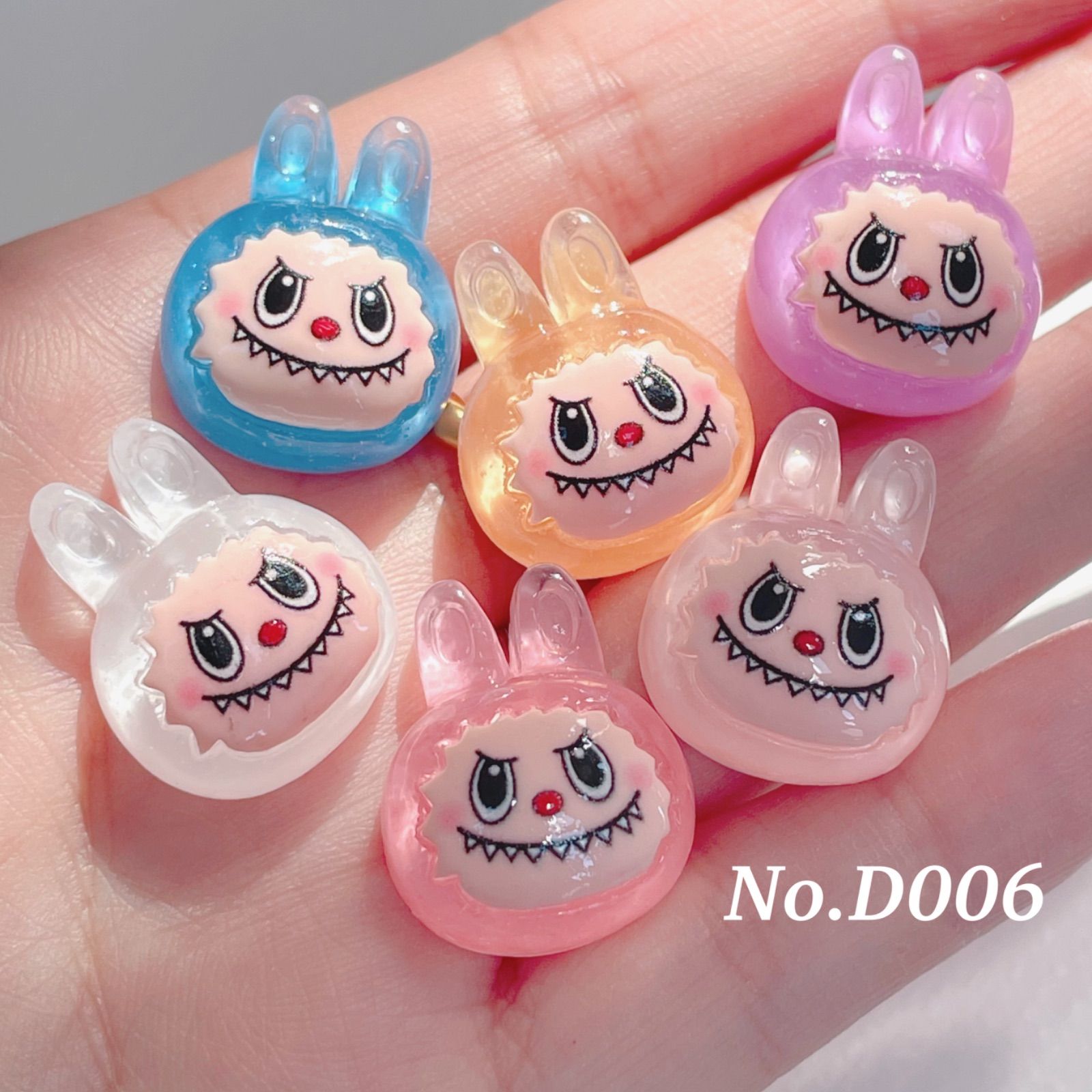 ラブブ デコパーツ D006 お顔 6カラー 12個 らぶぶ LABUBU