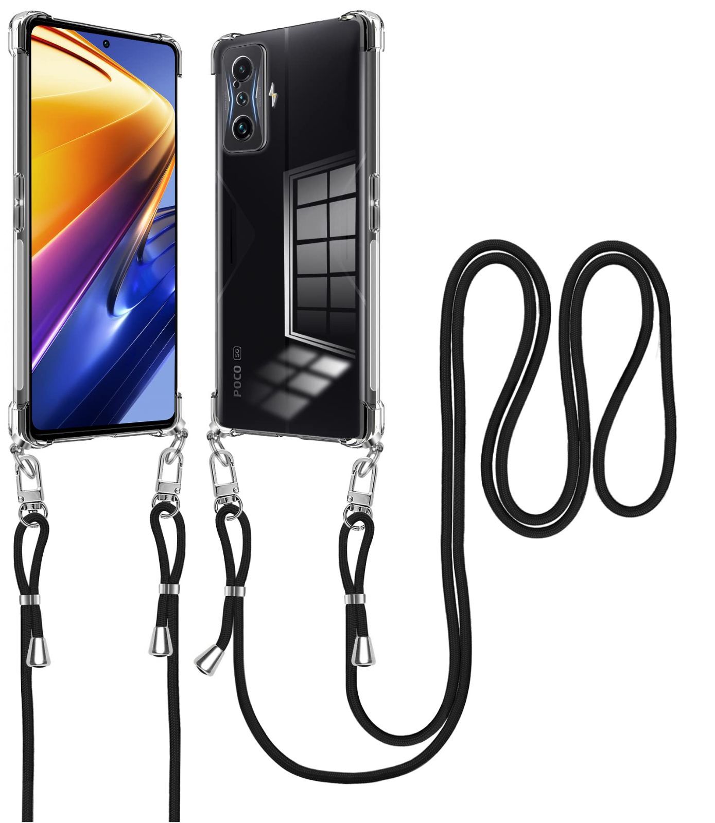 【新着商品】F4 GT 5G POCO ケース ショルダー クリア Xiaomi POCO F4 GT スマホケース カバー ストラップ付き Xiaomi 肩掛け 斜めかけ 縄掛けケース TPU 薄型 軽量 取り外し可能 落下防止 紛失防止 【透