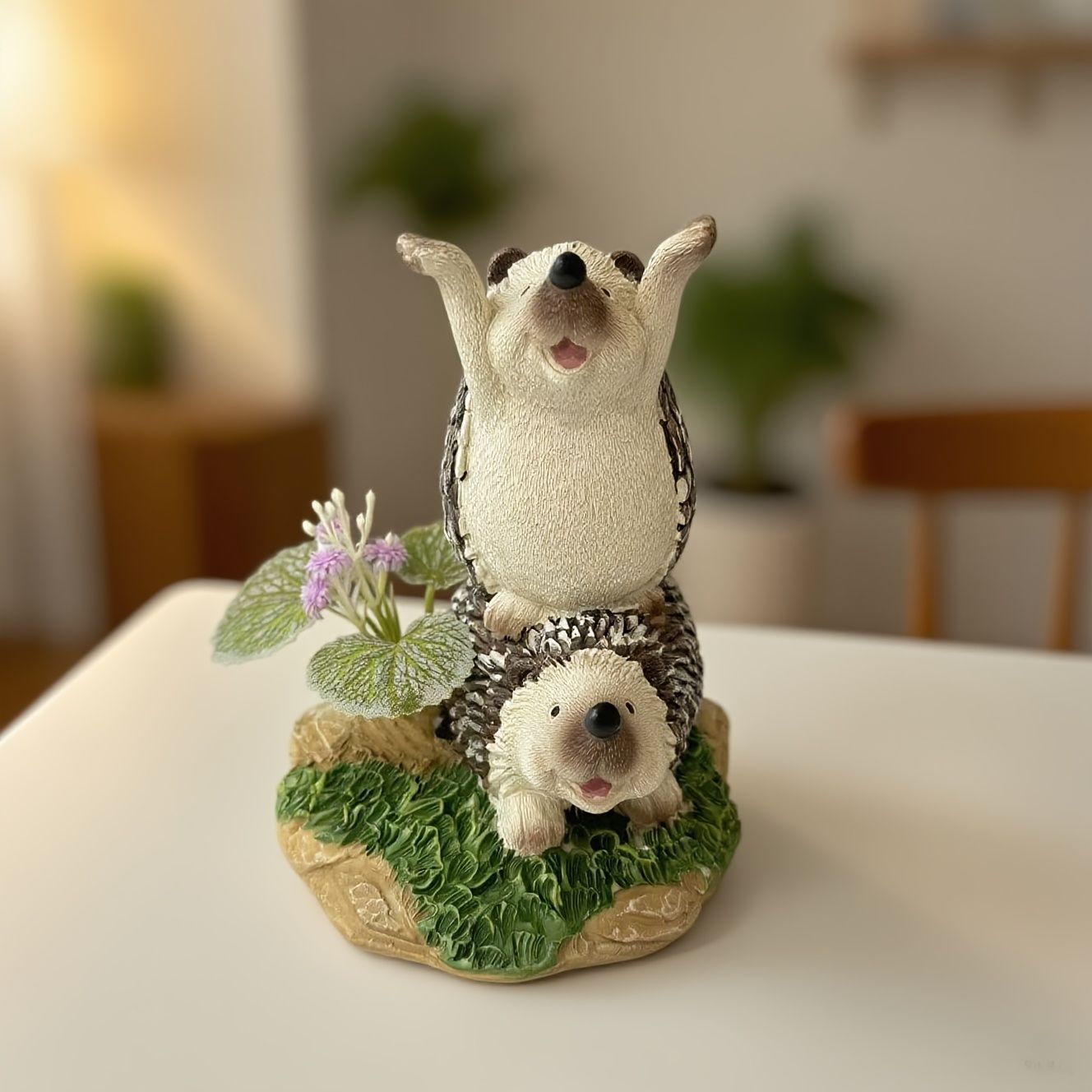 置物 オブジェ ガーデンオーナメント 2匹のハリネズミ はりねずみ 屋外 屋内 室内 インテリア 玄関 リビング ダイニング 装飾 庭 ガーデニング 装飾 ガーデン シンプル ギフト インテリア用品 贈り物 雑貨 可愛い