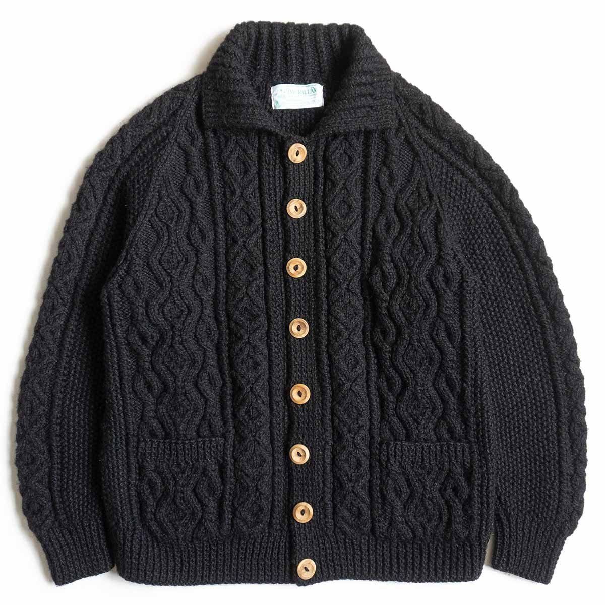 美品/旧タグ】INVERALLAN【3A Lumber Cardigan】ブラック アランニット