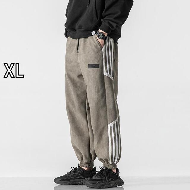 XL 秋冬 コーデ メンズ 服 シンプル ファッション オシャレ 大人 かっこいい 大きいサイズ ストリート 紳士服 ストライプ ドローストリング ズボン スウェットパンツ カジュアル パンツ