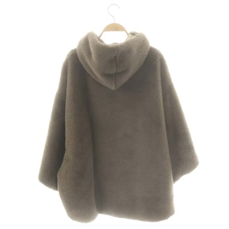 プライオリティ PRIORITY エコファーフェイクファーポンチョ フード 38