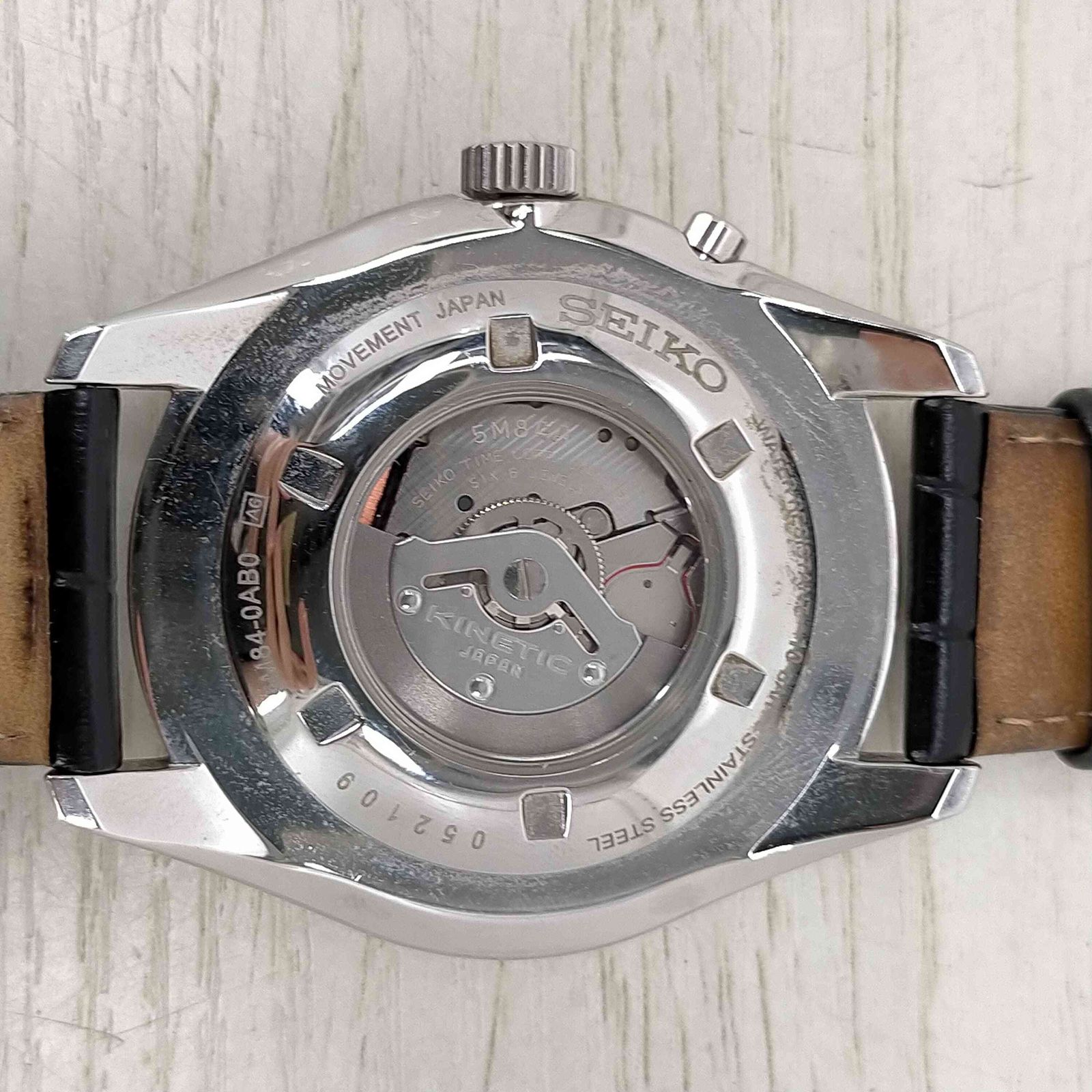 セイコー SEIKO 5M84-0AB0 キネティック 白文字盤 デイデイト