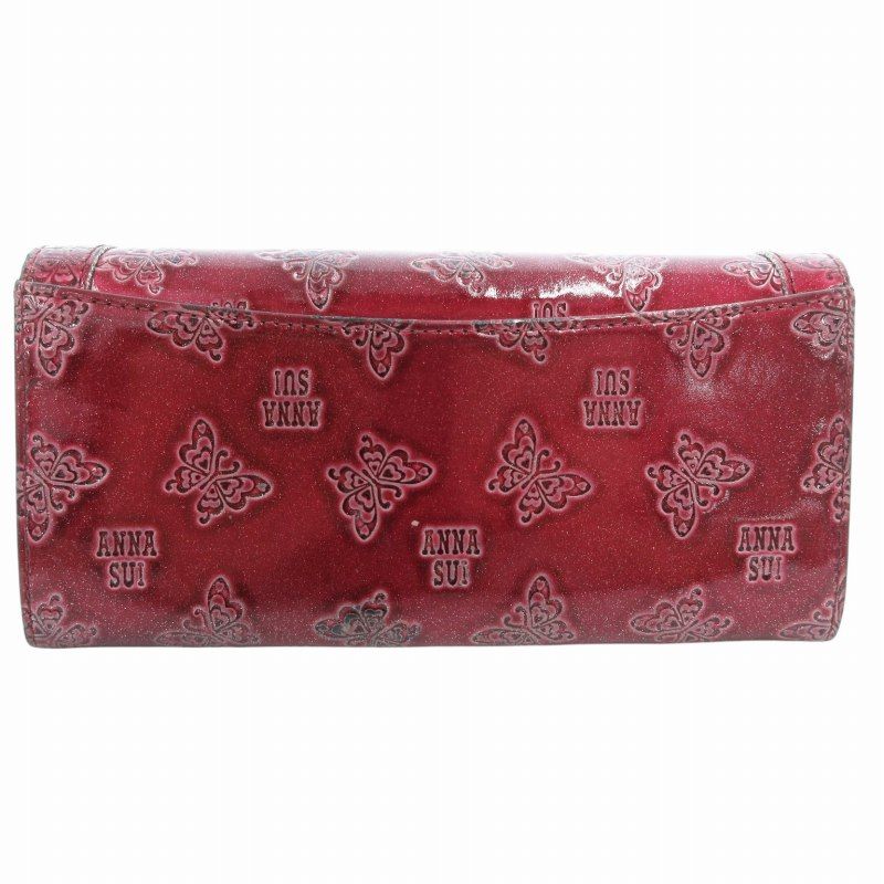アナスイ ANNA SUI 長財布 ウォレット ロゴ 蝶々柄 フラップ