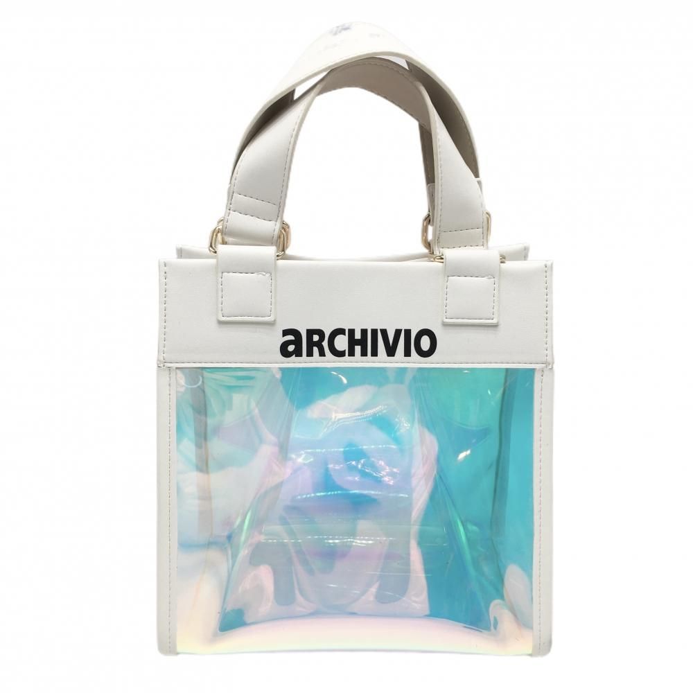 【日本製】 アルチビオ archivio ロゴプリントゴルフ 白 クリアカートバッグ ゴルフバッグ・キャディバッグ