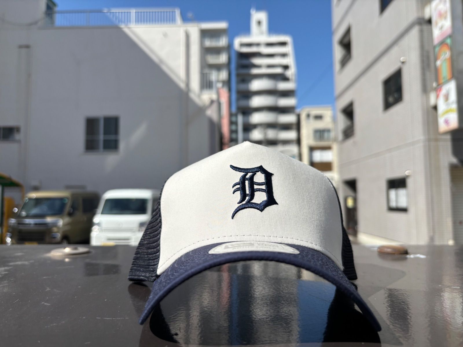 NEW ERA 9FORTY A-Frame トラッカー MLB Typewriter デトロイト・タイガース ネイビー/クロームホワイト ¥4620 ＋ 送料¥550
