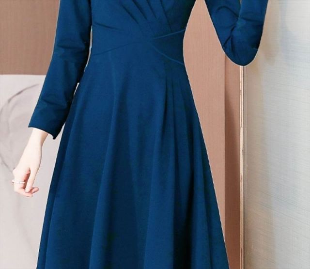 種類11：ブラック/M ワンピース 膝丈 ひざ丈 膝上 袖あり 7分袖 七分袖