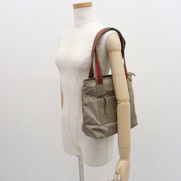 GUCCI / グッチ ■シェリーライン ナイロンハンドバッグ カーキレッド セミショルダー 019-0402-1715 【バッグ/バック/BAG/鞄/カバン】 ブランド【中古】 [0990014574] GUCCI / グッチ □シェリーライン ナイロンハンドバッグ カーキレッド