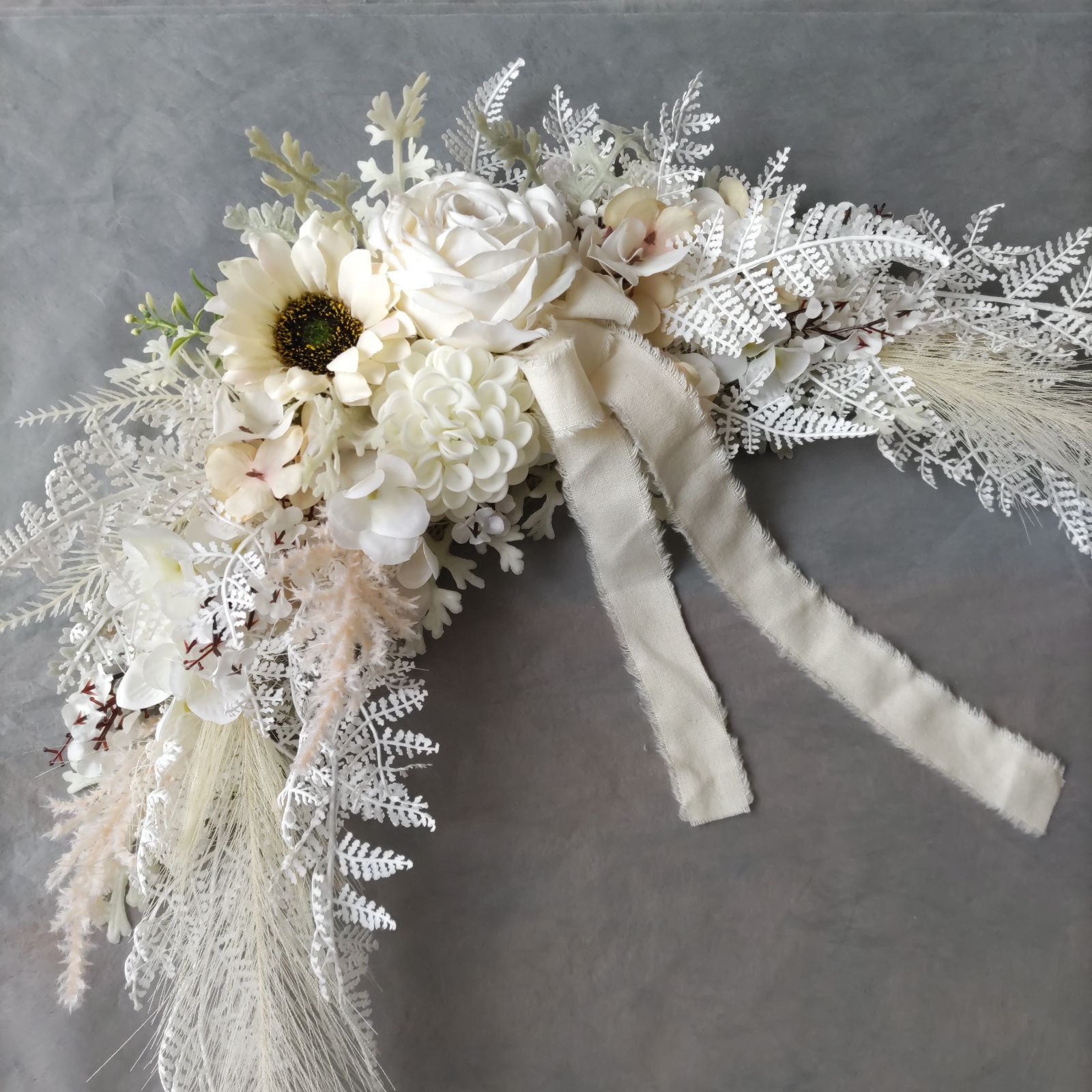 横長スワッグ　ベビーホワイト系　ニューボーン　バースデー　インテリア　家族写真