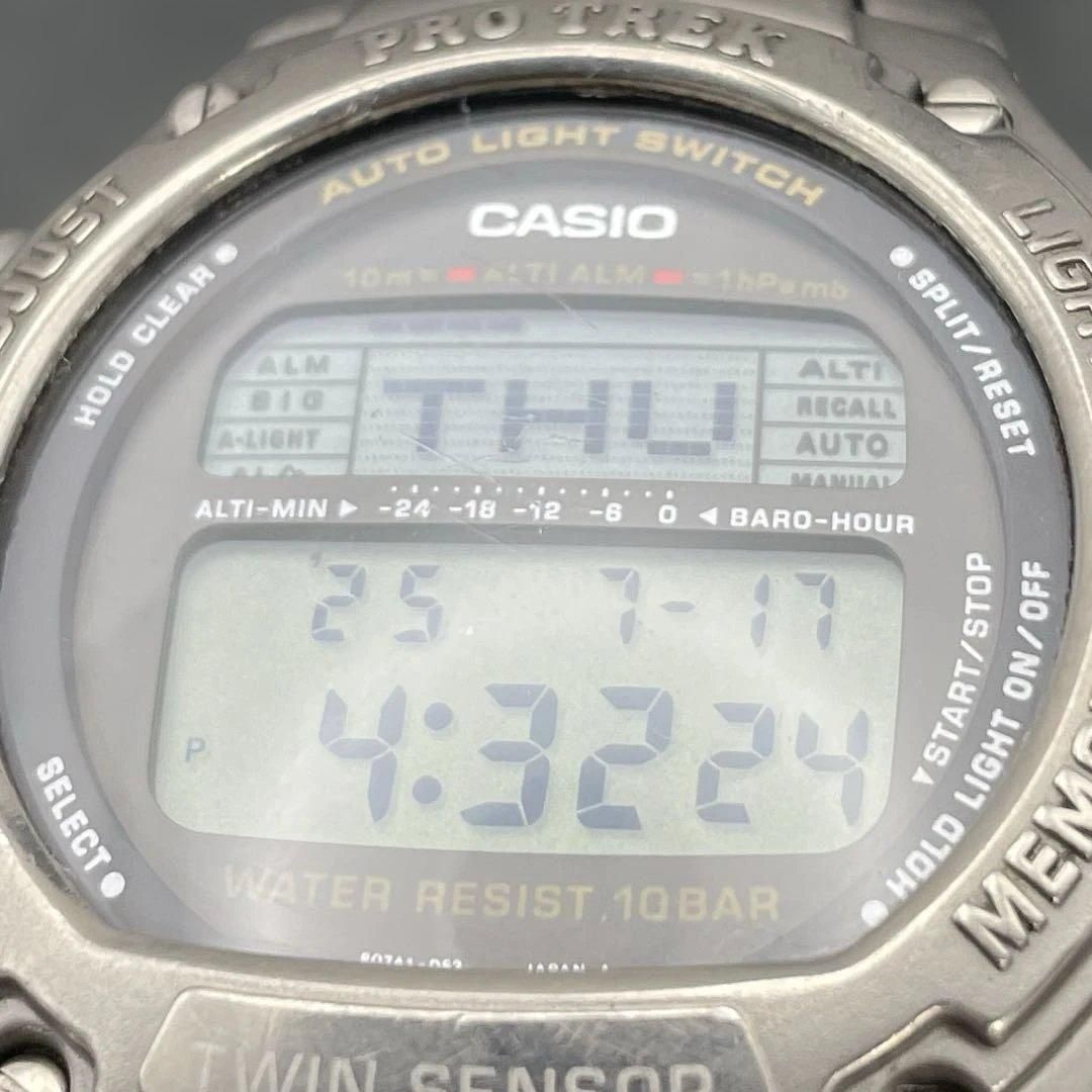 動作OK】CASIO PRT-3000 チタン プロトレック ツインセンサー（気圧