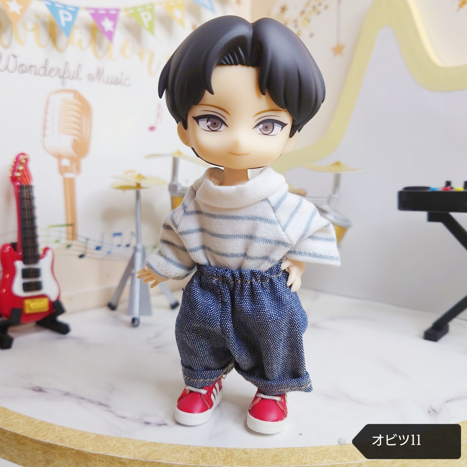 カスタムドール　セリアドール　オビツ11 オビツ11 セリアドール大 チェックシャツ・タートルネックと